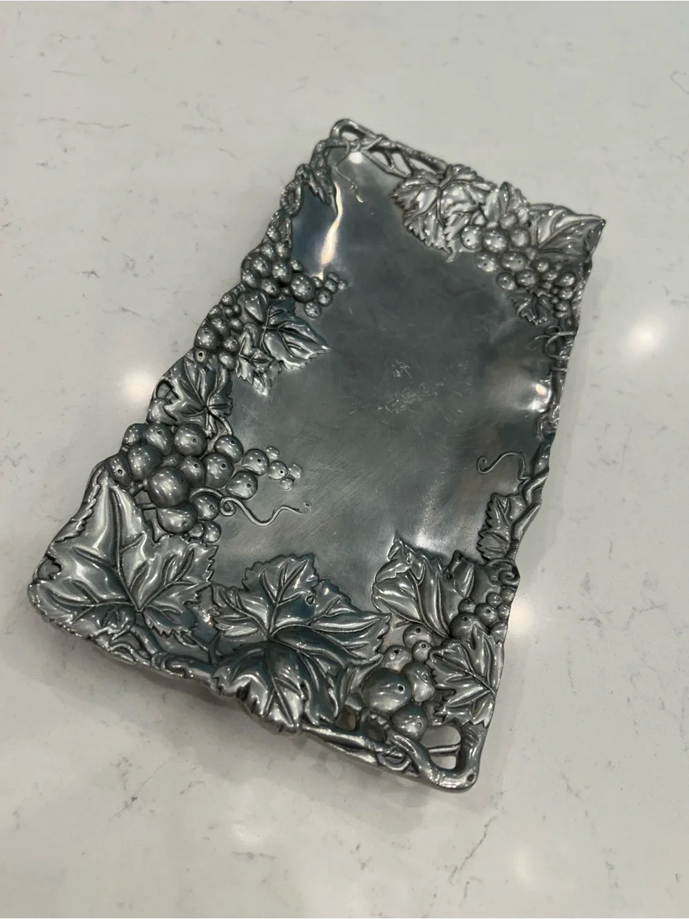 Arthur Court Silver-Tone Grape Leaf Rectangular Serving Tray